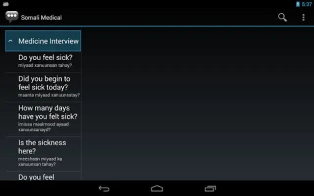 Somali Medical Phrases - Works offline android App screenshot 1